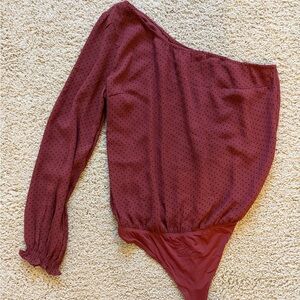 Abercrombie & Fitch Burgundy One-Shoulder Bodysuit